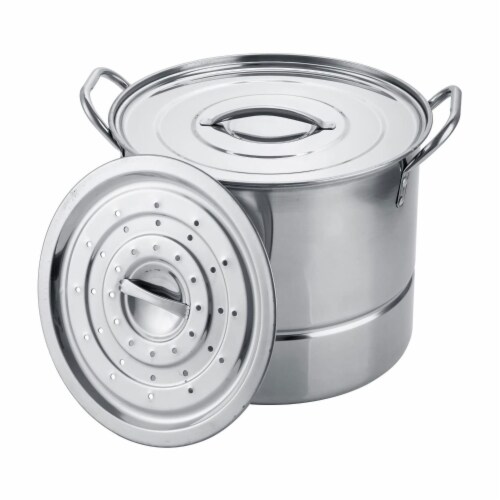 Alpine Cuisine 9 Quart Stainless Steel Stock Steamer Cooking Pot Perspective: front