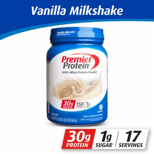 Premier Protein® Vanilla Milkshake Whey Protein Powder Perspective: front
