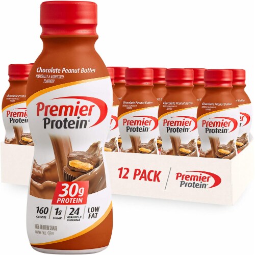 Premier Protein Smoothy & Creamy Chocolate Peanut Butter Shake Perspective: front