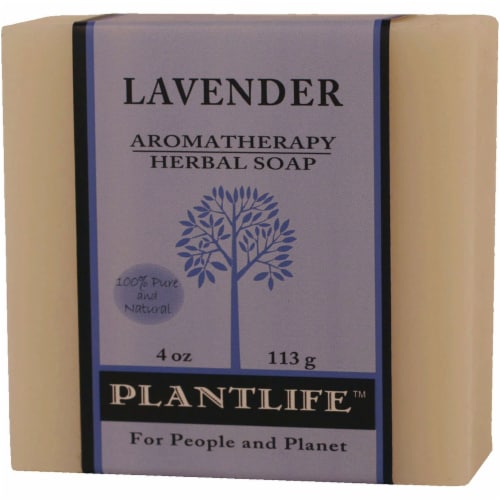 Plantlife Natural Body Care Aromatherapy Herbal Soap Lavender, 4 Ounces Perspective: front