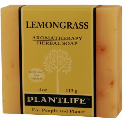 Plantlife Natural Body Care Aromatherapy Herbal Soap Lemongrass, 4 Ounces Perspective: front