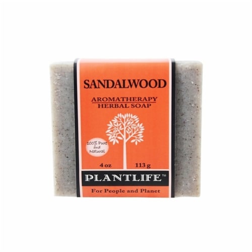 Plantlife Natural Body Care Aromatherapy Herbal Soap Sandalwood, 4 Ounces Perspective: front