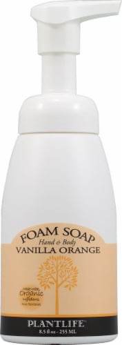 Plantlife Hand and Body Foam Soap Vanilla Orange Perspective: front