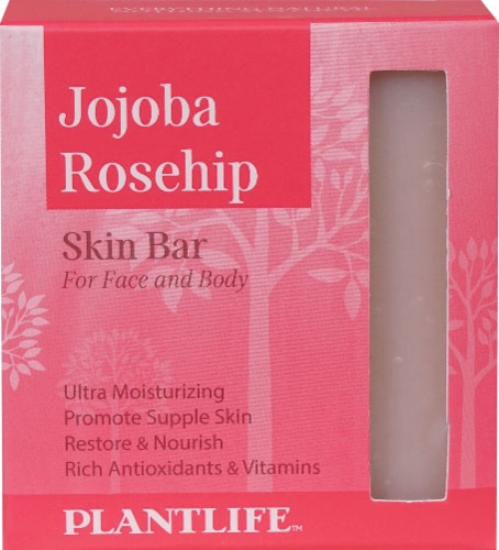 Plantlife Jojoba Rosehip Skin Bar Soap for Face and Body Perspective: front
