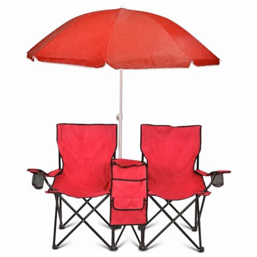 Double camping chair with hot sale umbrella