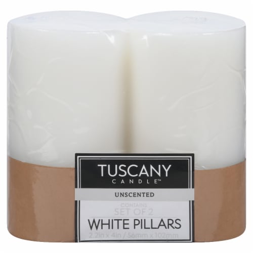 Tuscany Candle Pillar White Jar Candles Perspective: front
