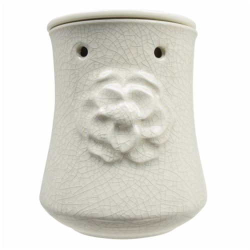Tuscany Candle Flower Design Wax Warmer - White Perspective: front