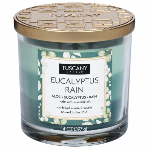 Tuscany Candle™ Triple Pour Jar Candle Eucalyptus Rain Perspective: front