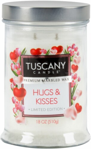 Tuscany Candle Hugs and Kisses Glass Jar Candle - White Perspective: front