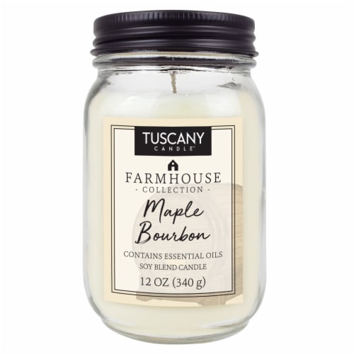 Tuscany Candle Farmhouse Collection Maple Bourbon Scented Jar Candle Perspective: front