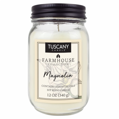 Tuscany Candle Farmhouse Collection Magnolia Scented Jar Candle Perspective: front