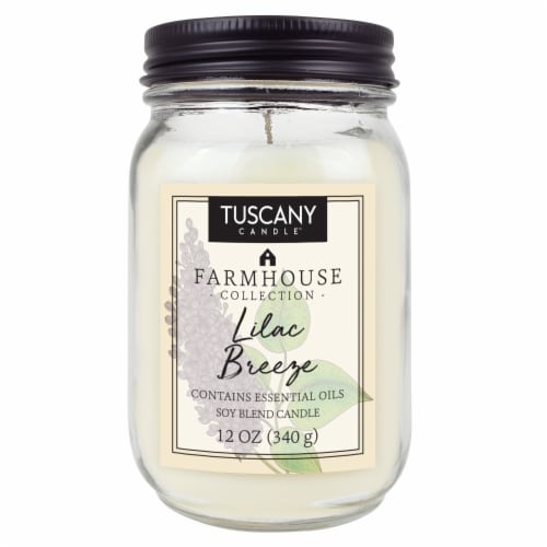 Tuscany Candle Farmhouse Collection Lilac Breeze Scented Jar Candle Perspective: front