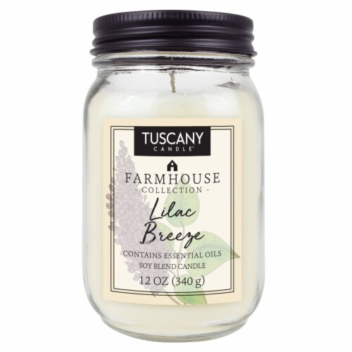 Tuscany Candle Farmhouse Collection Lilac Breeze Scented Jar Candle Perspective: front