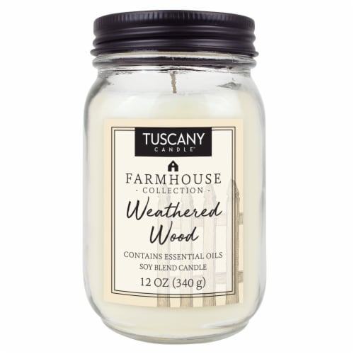 Tuscany Candle™ Farmhouse Collection Weathered Wood Scented Jar Candle Perspective: front