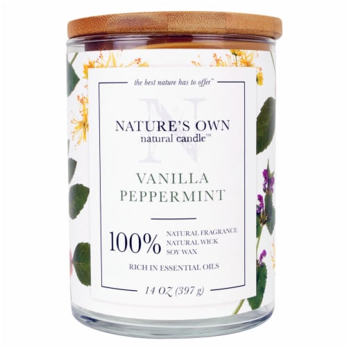 Nature's Own Vanilla Peppermint Soy Wax Natural Candle Perspective: front