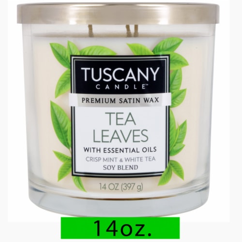 Tuscany Candle™ Tea Leaves Premium Satin Wax Jar Candle Perspective: front