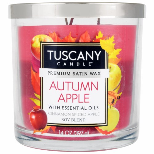 Tuscany Candle Autumn Apple Cinnamon Spiced Apple Scent Candle Perspective: front