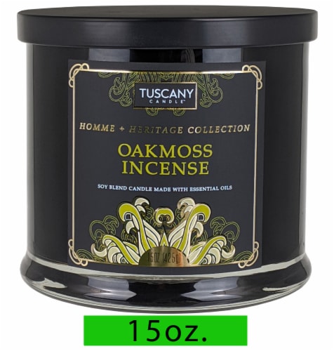 Tuscany Candle™ Homme & Heritage Collection Oakmoss Incense Scented Jar Candle Perspective: front