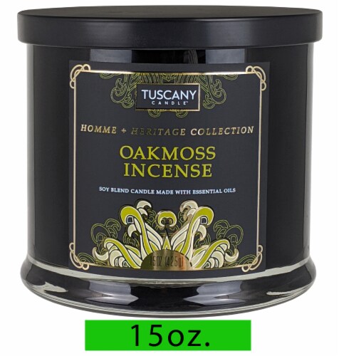 Tuscany Candle™ Homme & Heritage Collection Oakmoss Incense Scented Jar Candle Perspective: front