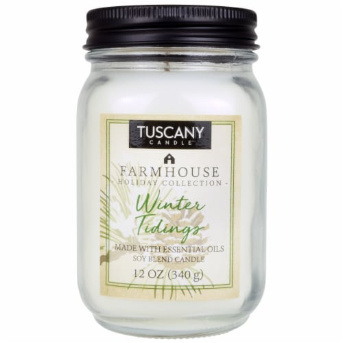 Tuscany Candle Farmhouse Holiday Collection Winter Tidings Candle - White Perspective: front