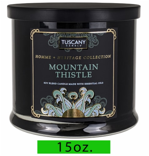 Tuscany Candle Homme & Heritage Collection Mountain Thistle Scented Jar Candle Perspective: front