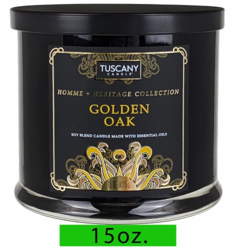 Tuscany Candle™ Homme & Heritage Collection Golden Oak Scented Jar Candle Perspective: front