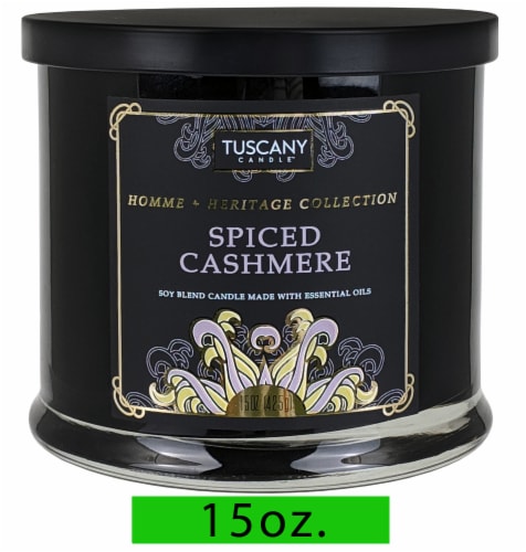 Tuscany Candle Homme & Heritage Collection Spiced Cashmere Scented Jar Candle Perspective: front