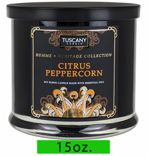 Tuscany Candle Homme & Heritage Collection Citrus Peppercorn Scented Jar Candle Perspective: front