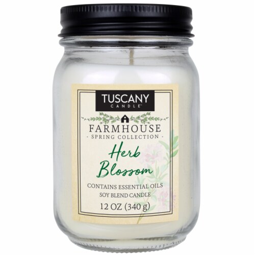 Tuscany Herb Blossom Jar Candle - Ivory Perspective: front