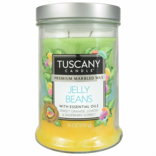 Tuscany Jelly Beans Triple Pour Candle - Yellow/Blue Perspective: front
