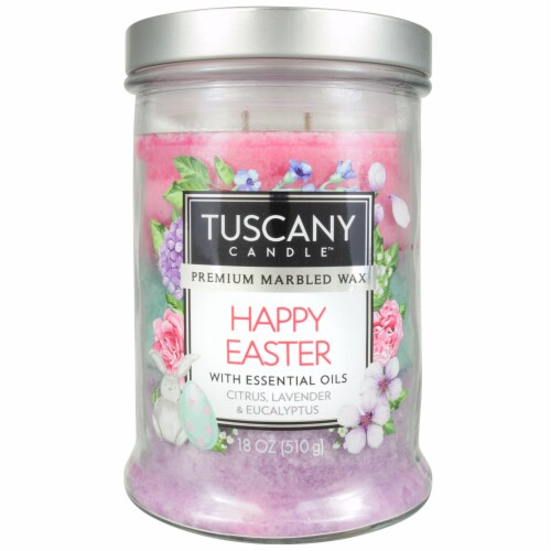 Tuscany Happy Easter Triple Pour Candle - Pink/Purple Perspective: front