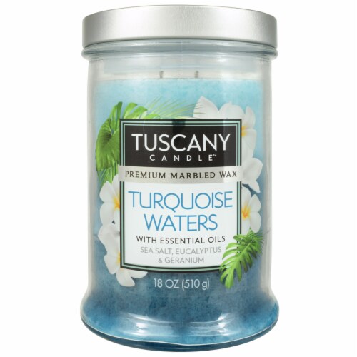 Tuscany Turquoise Waters Triple Pour Candle - Blue Perspective: front