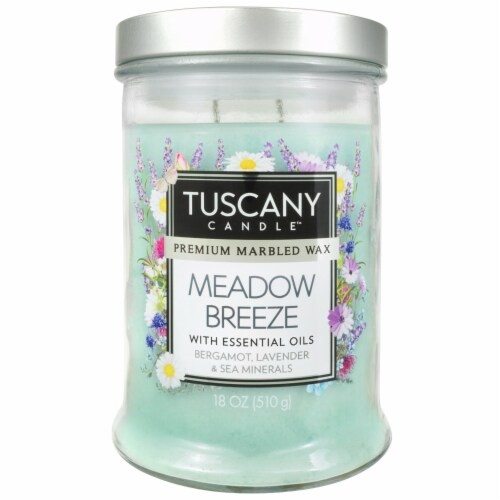 Tuscany Meadow Breeze Premium Marbled Wax Candle - Blue Perspective: front