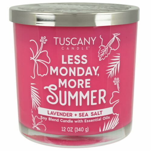 Tuscany Candle Less Monday More Summer Lavender + Sea Salt Soy Blend Candle Perspective: front