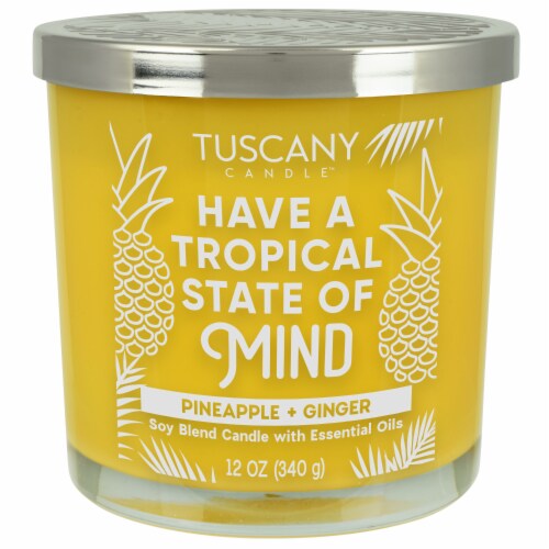 Tuscany Candle Tropical State of Mind Pineapple + Ginger Soy Blend Candle Perspective: front