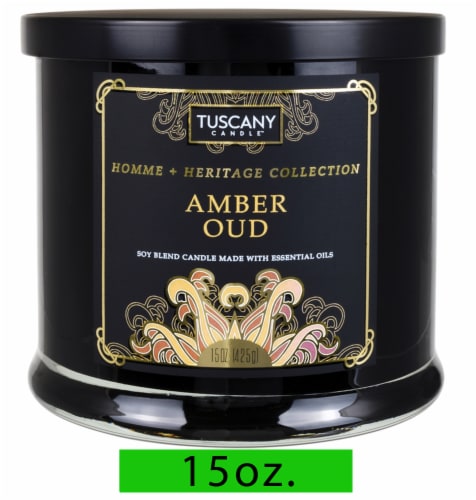 Tuscany Candle™ Homme & Heritage Collection Jar Candle Amber Oud Perspective: front
