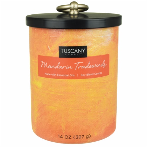 Tuscany Home Decor Collection Scented Jar Candle - Mandarin Tradewinds Perspective: front