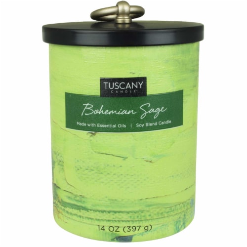 Tuscany Home Decor Collection Scented Jar Candle - Bohemian Sage Perspective: front