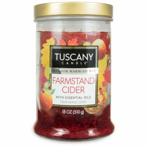Tuscany Candle Limited Edition Farmstand Cider Scented Triple Pour Jar Candle Perspective: front