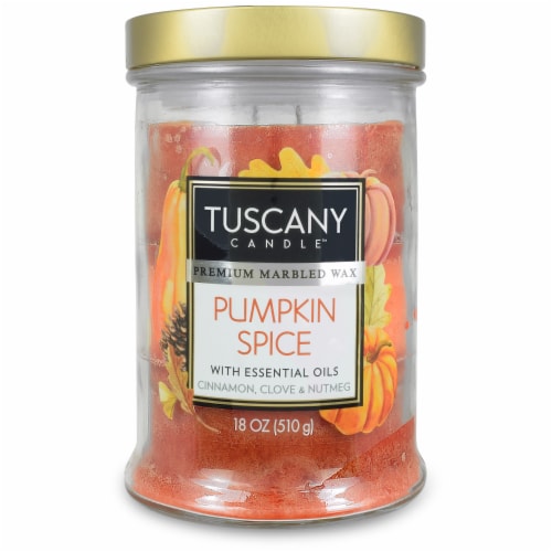 Tuscany Candle Limited Edition Pumpkin Spice Scented Triple Pour Jar Candle Perspective: front