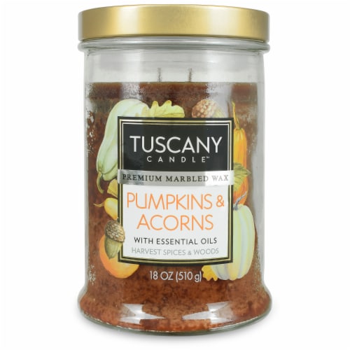 Tuscany Candle Limited Edition Pumpkin & Acorns Scented Jar Candle Perspective: front