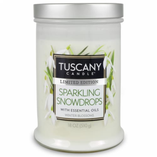Tuscany Limited Edition Snowdrops Scented Jar Candle Perspective: front