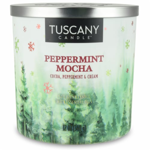 Tuscany Peppermint Mocha Scented Jar Candle Perspective: front