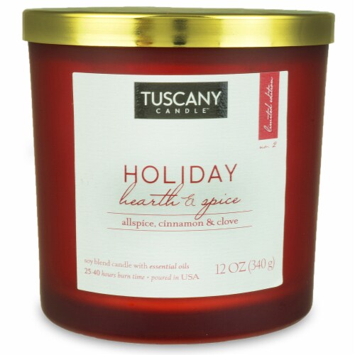 Tuscany Candle Limited Edition Holiday Hearth & Spice Scented Jar Candle Perspective: front