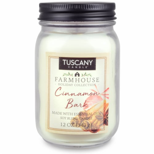 Tuscany Candle Limited Edition Farmhouse Collection Cinnamon Bark Jar Candle - White Perspective: front
