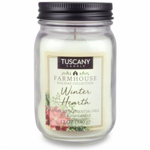 Tuscany Candle Limited Edition Farmhouse Collection Winter Hearth Jar Candle - White Perspective: front