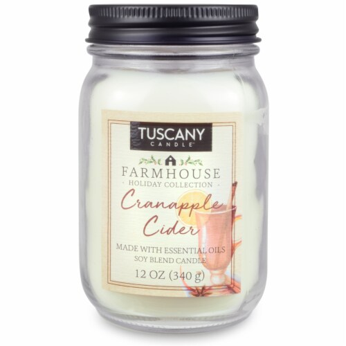 Tuscany Candle Limited Edition Farmhouse Collection Cranapple Cider Jar Candle - White Perspective: front