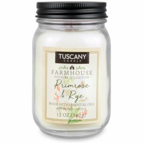 Tuscany Candle Limited Edition Farmhouse Collection Primrose & Rye Jar Candle - White Perspective: front