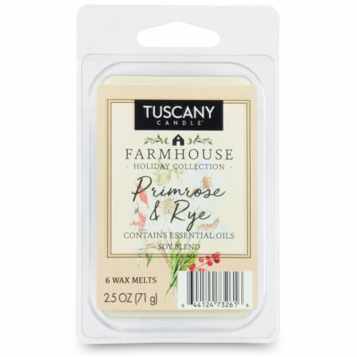 Tuscany Candle Limited Edition Farmhouse Collection Primrose & Rye Wax Melt - White Perspective: front