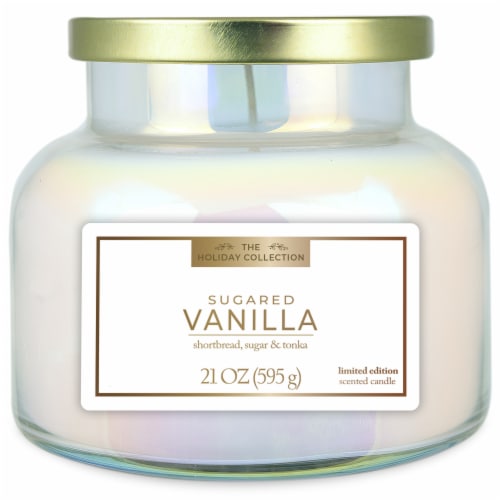 Tuscany Candle Limited Edition Sugared Vanilla Scented Iridescent Jar Candle Perspective: front